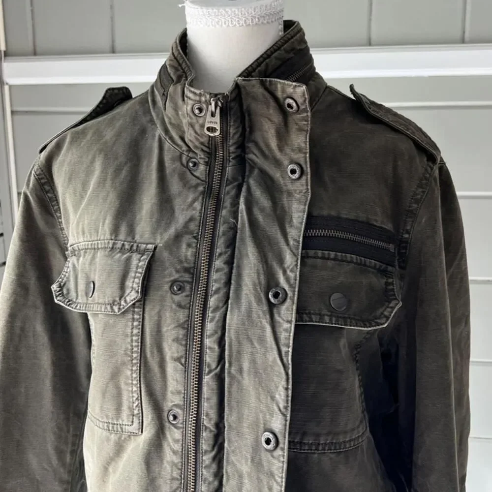 Levi-s Men's Khaki and Green Jacket